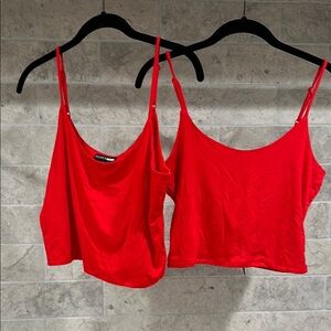 Fashion Nova Red Asymmetrical Crop Camisole
